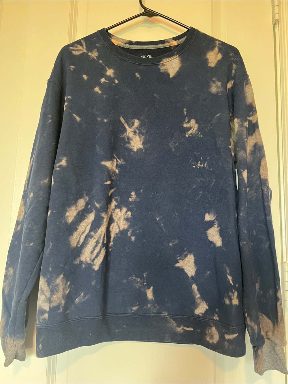 Fruit of the Loom Navy Bleached Tie-Dye Crewneck Sweatshirt